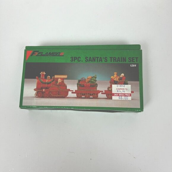 Vintage Flambro 3 Pc Santa’s Train Set in a Box Christmas Mantel Shelf Decor - Picture 3 of 12